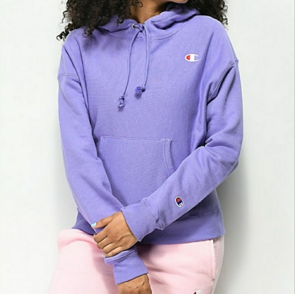 Champion Reverse Weave Lavender/Lilac-Purple Pullover Hoodie Sweatshirt Size-S